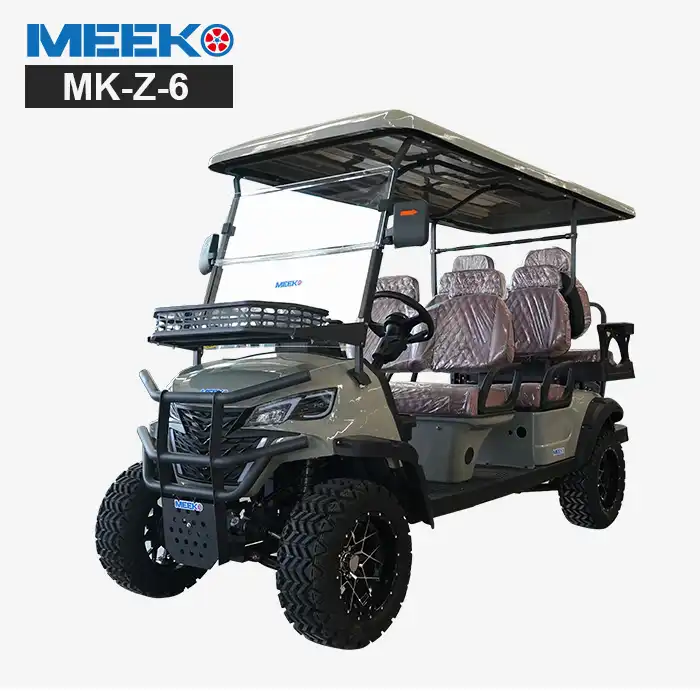 golf cart with three rows